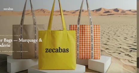 Tote bags ZeCabas en jaune et vichy orange avec marquage personnalisé